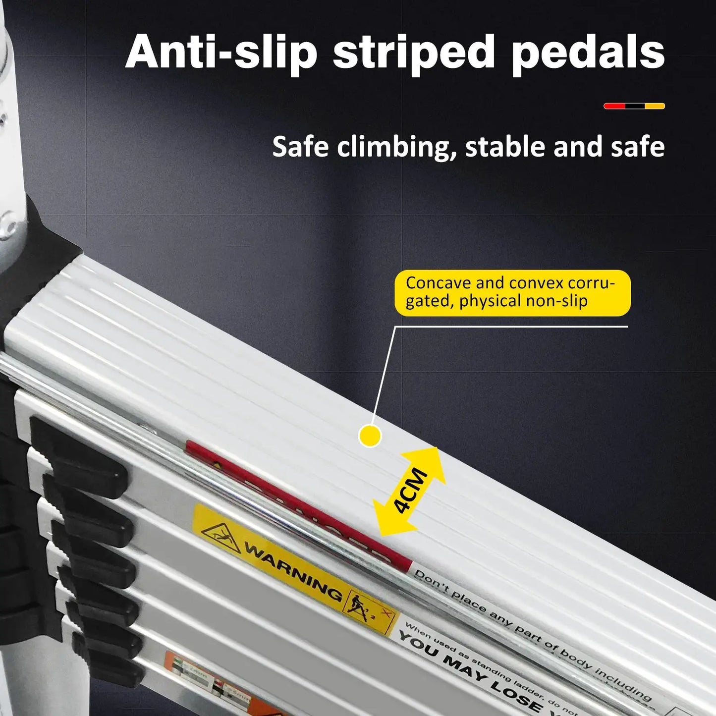 3.8M/5M Aluminium Telescopic Ladder ,Heavy Duty Multi-Purpose A-Frame Sturdy Folding Ladder ,No-slip,150kg Load Capacity from PriceLows™