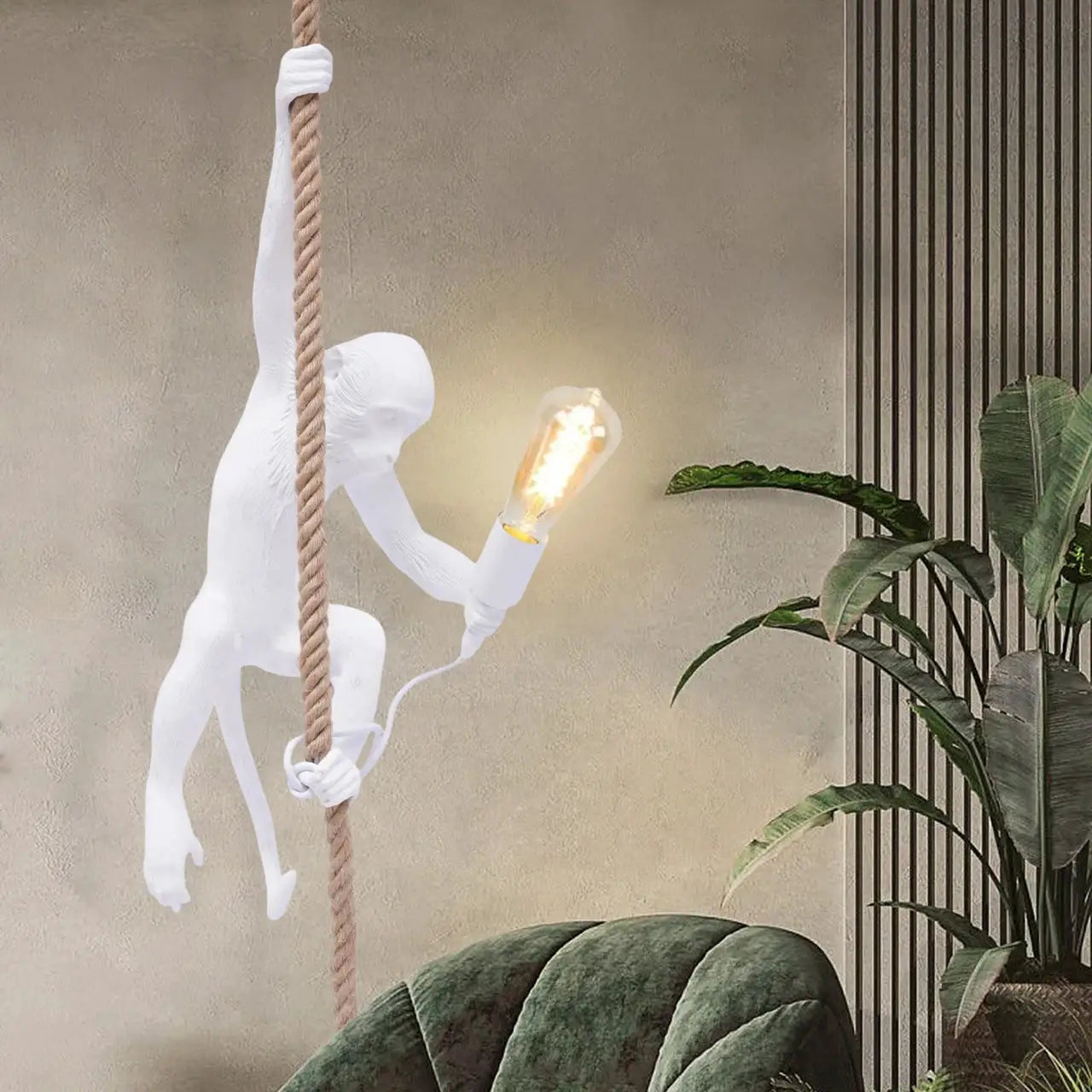 Vintage Resin Hemp Rope Monkey Pendant Light Chandelier Industrial Retro Edison Ceiling Pendant Lamp Fixture E27 for Bedrooms from PriceLows™