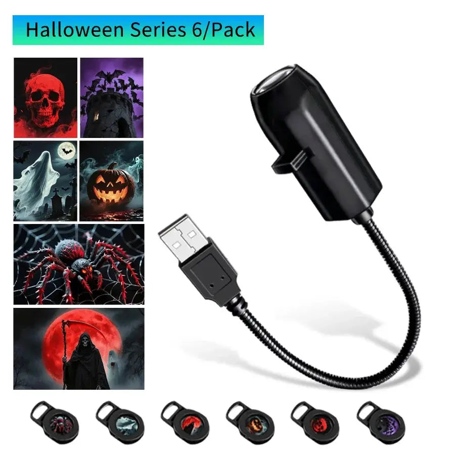 USB Projection Lamp | Mini Black Plastic | USB Powered | Switchable Disk