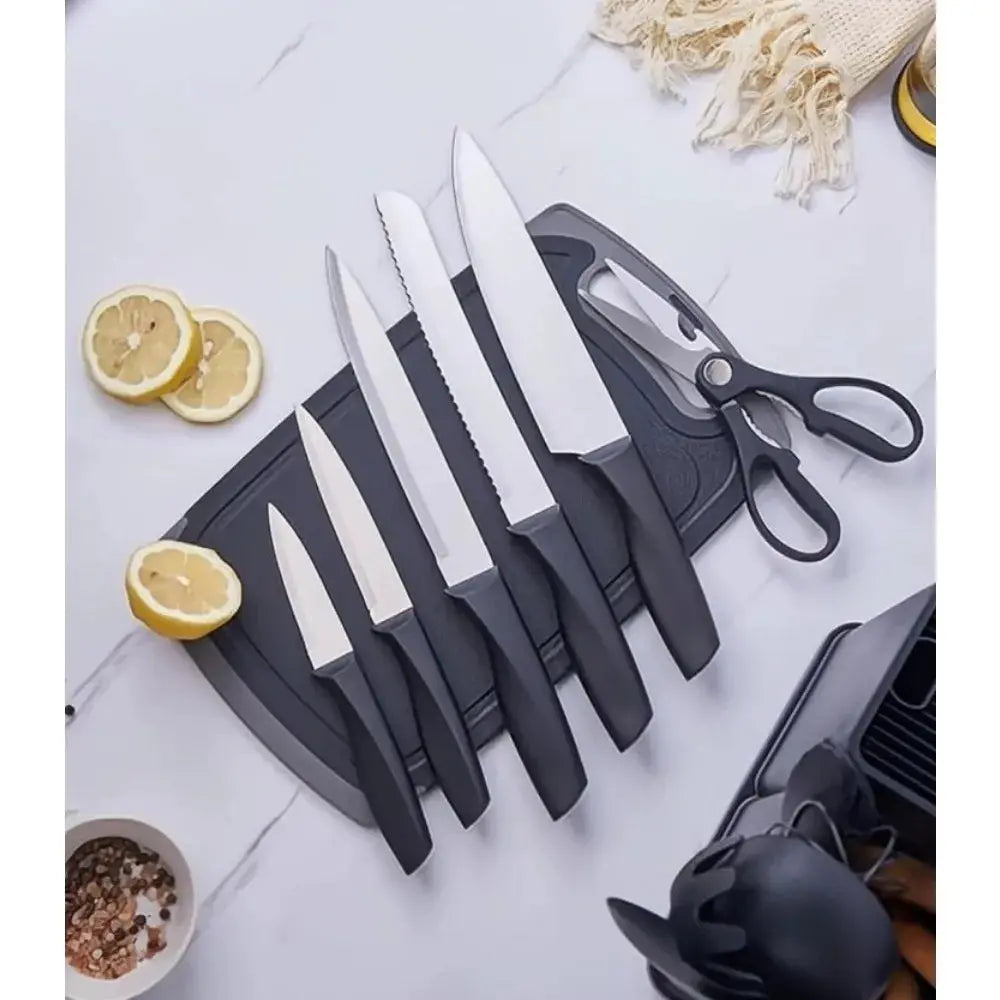 19 Piece Black Cutlery Set; Cooking Spatula Spoon Kitchenware with Storage Bucket Knife Set; Non-Stick Cookware from PriceLows™