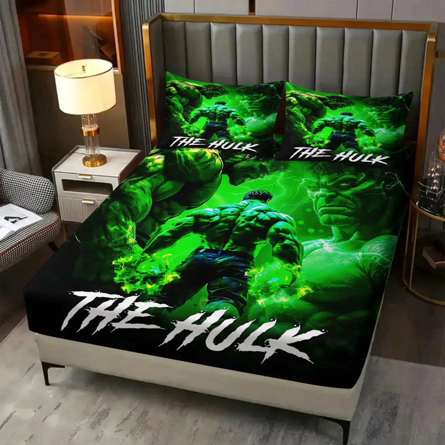 3Pcs Marvel Superhero Hulk Fitted Sheet Set with Pillowcases Soft Breathable Deep Pocket Bed Sheet Bedroom DecorMarvel Fan Gift from PriceLows™