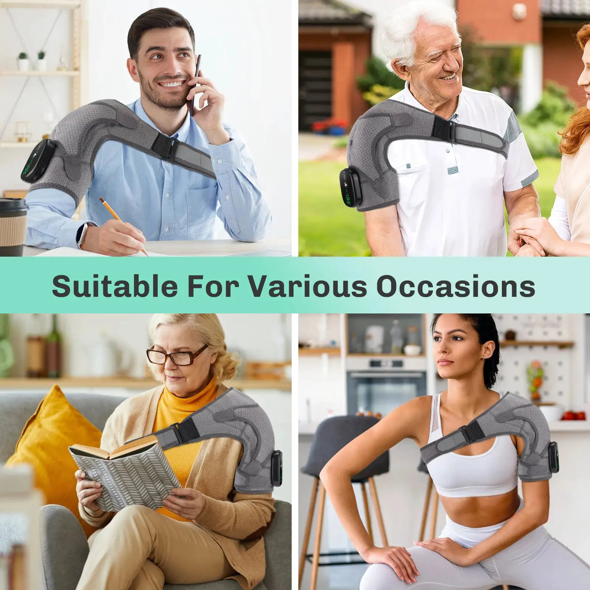 Heated Vibration Shoulder Brace | 3 Heat & Vibration Modes | Left & Right Fit