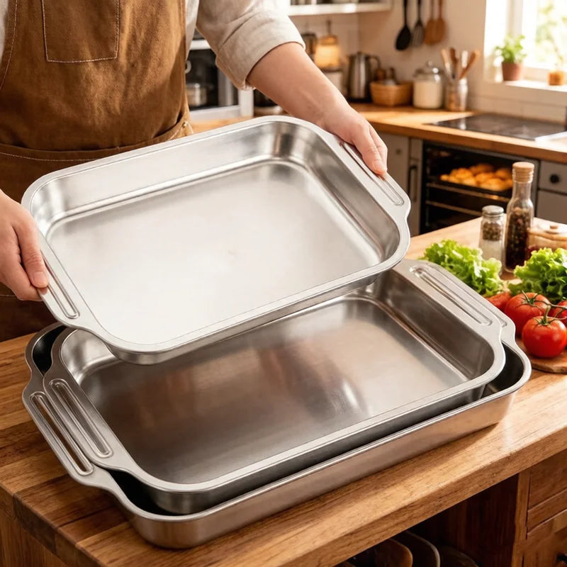 Baking Pan | Stainless Steel | Oven Safe With Sealed Lid | Dishwasher Safe
