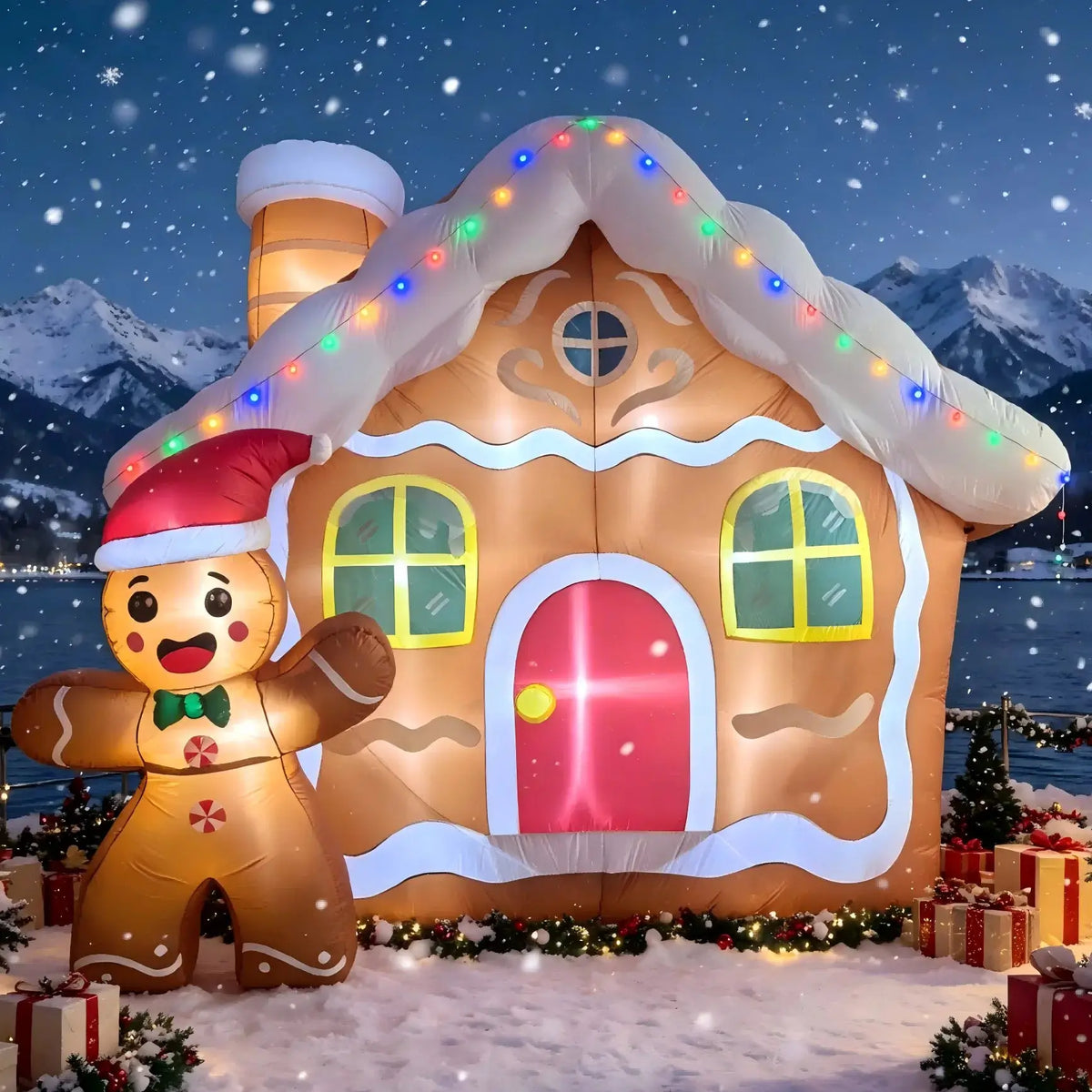 Inflatable Gingerbread House | 11 Ft | LED Lights | Outdoor