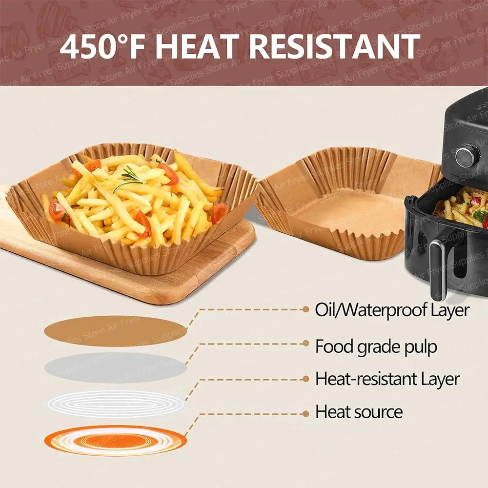 Air Fryer Parchment Paper | Square Liners | 3-12L Compatible | Square