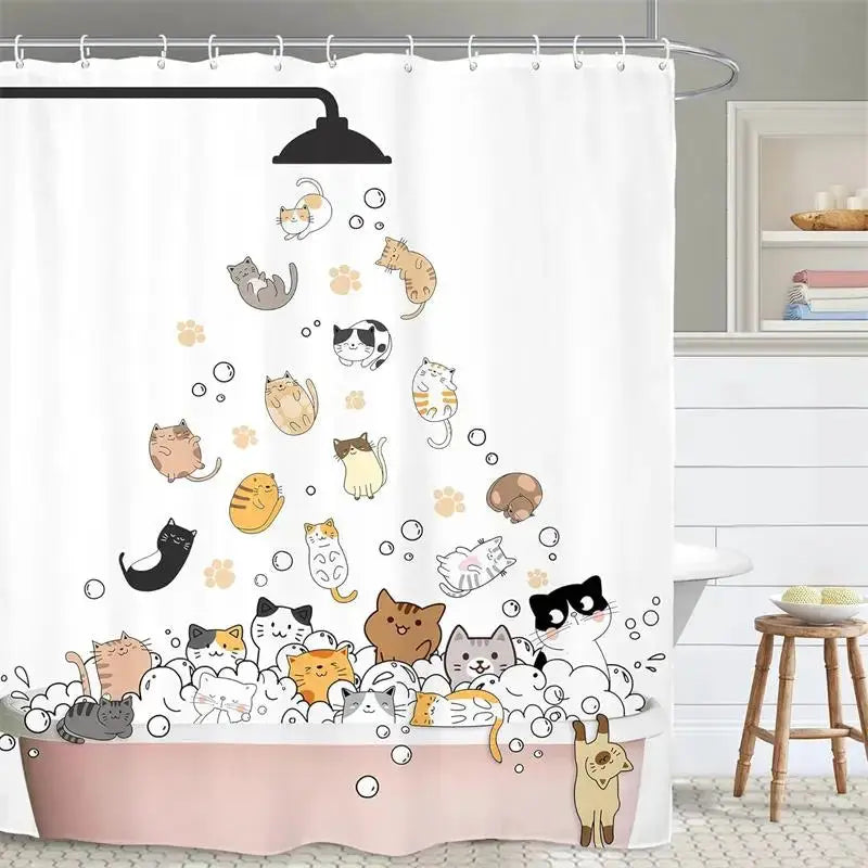 Shower Curtain Cute Cartoon Ocean Animal Print Waterproof Polyester Bath Curtain, Kids Positive Affirmation Dog Bathroom Decor w from PriceLows™