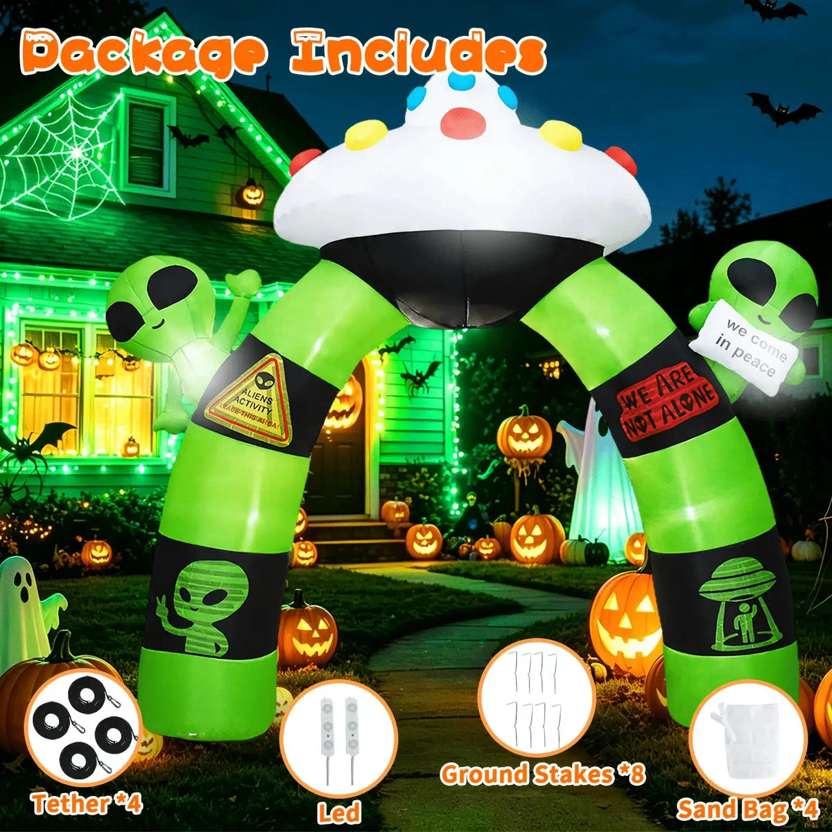 Inflatable Alien Arch | 10.5 Ft Height | Built-In LED Lights
