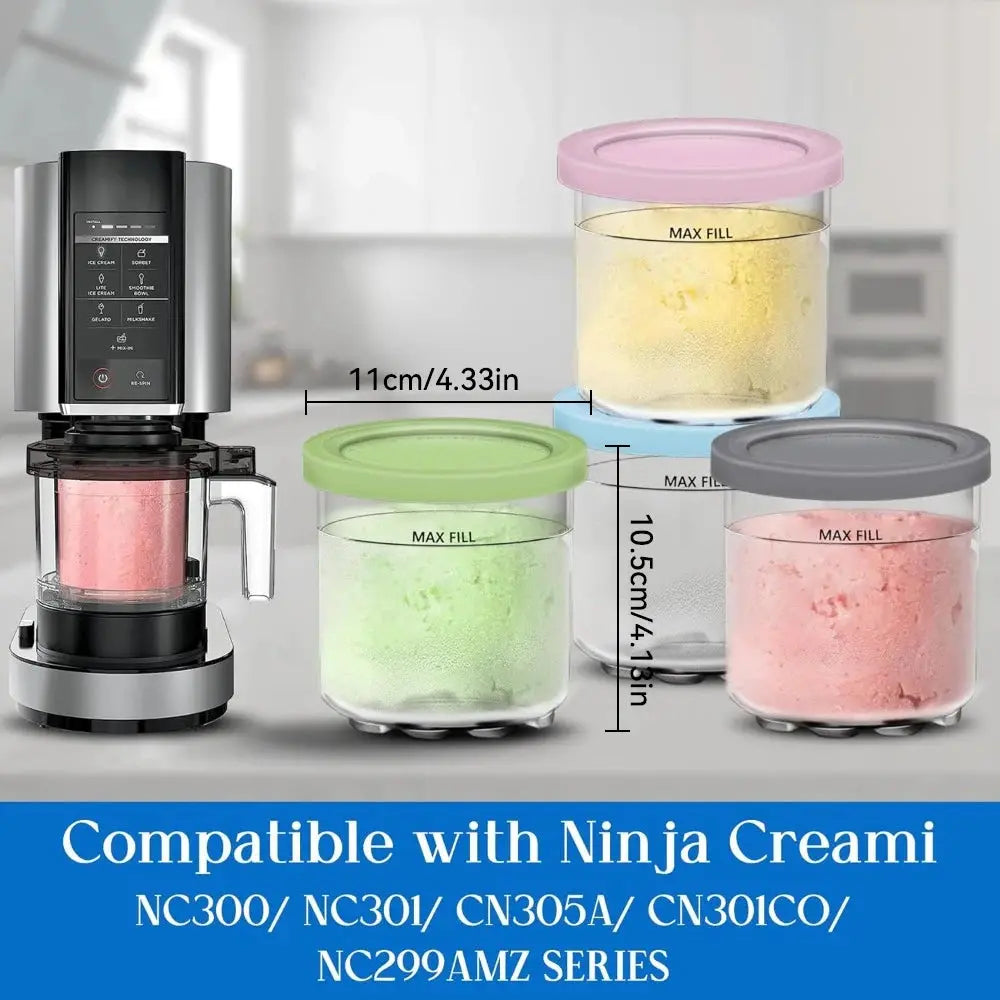 Ninja Creami Pint Containers And Lids | 4 Pack | Ninja Creami Compatible