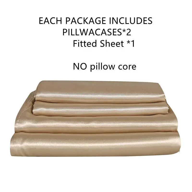 Satin Fitted Sheet Set | Elastic Bands | 9 to 14 Inch Deep Pocket | 3 Piece Set