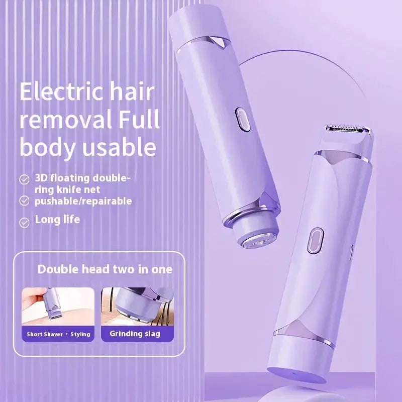 Electric Razor | 2 In 1 Wet Dry Bikini Trimmer | Detachable Dual Head | Women