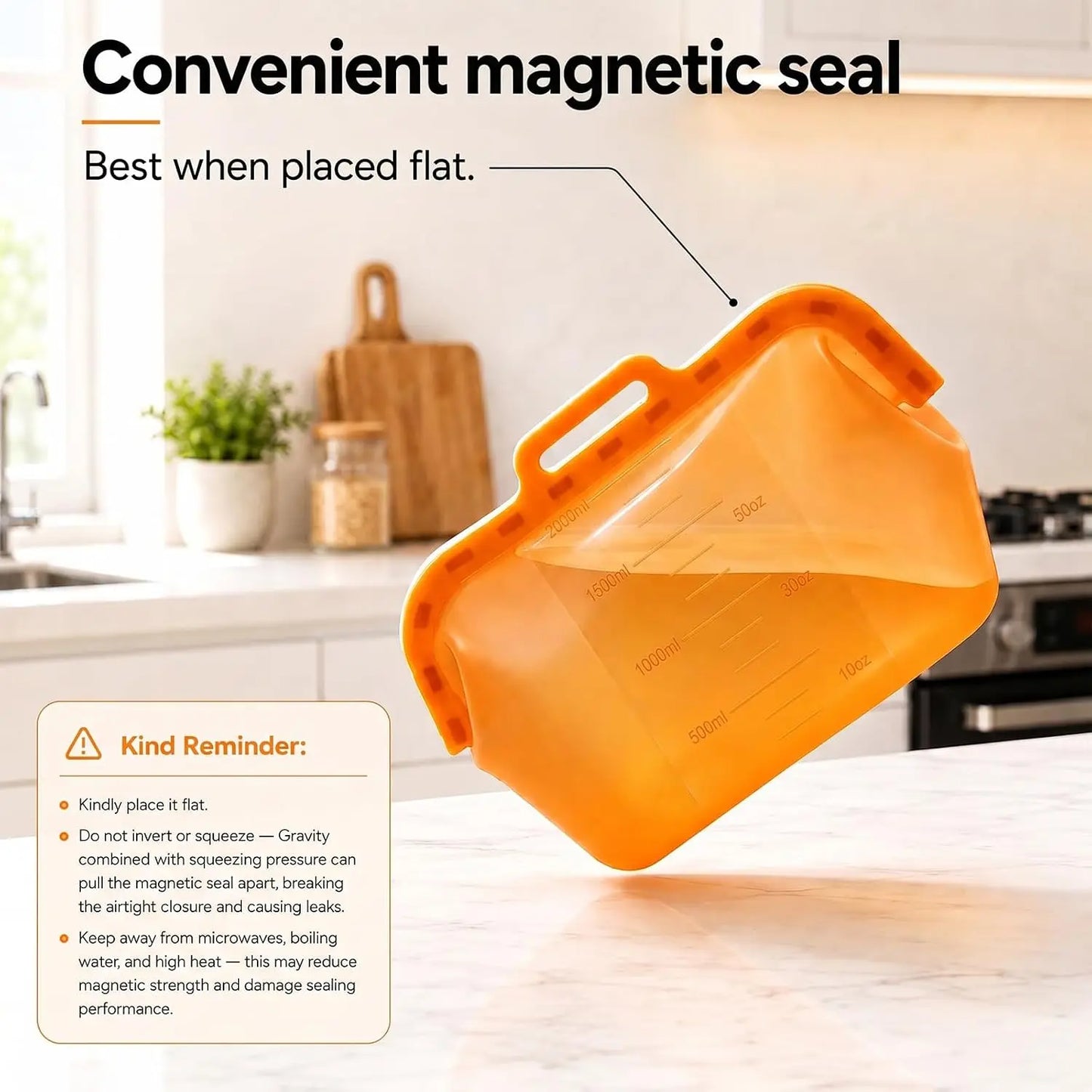 Reusable Silicone Food Storage Bags | 50oz | Magnetic Seal Stand Up | 1 Pack