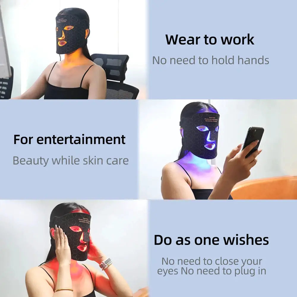 Silicone LED Mask Face 4 Colors LED Light Photon Red Light Near Infrared Therapy Anti Aging Skin Rejuvenation Lifting Tighten Beauty Mask Home Use Red Light Therapy Mask for Face from PriceLows™