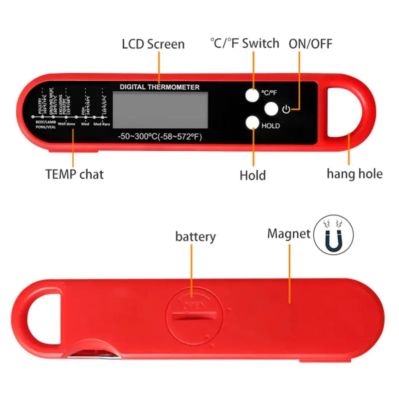 Meat Thermometer | Foldable Probe | Digital | One Size