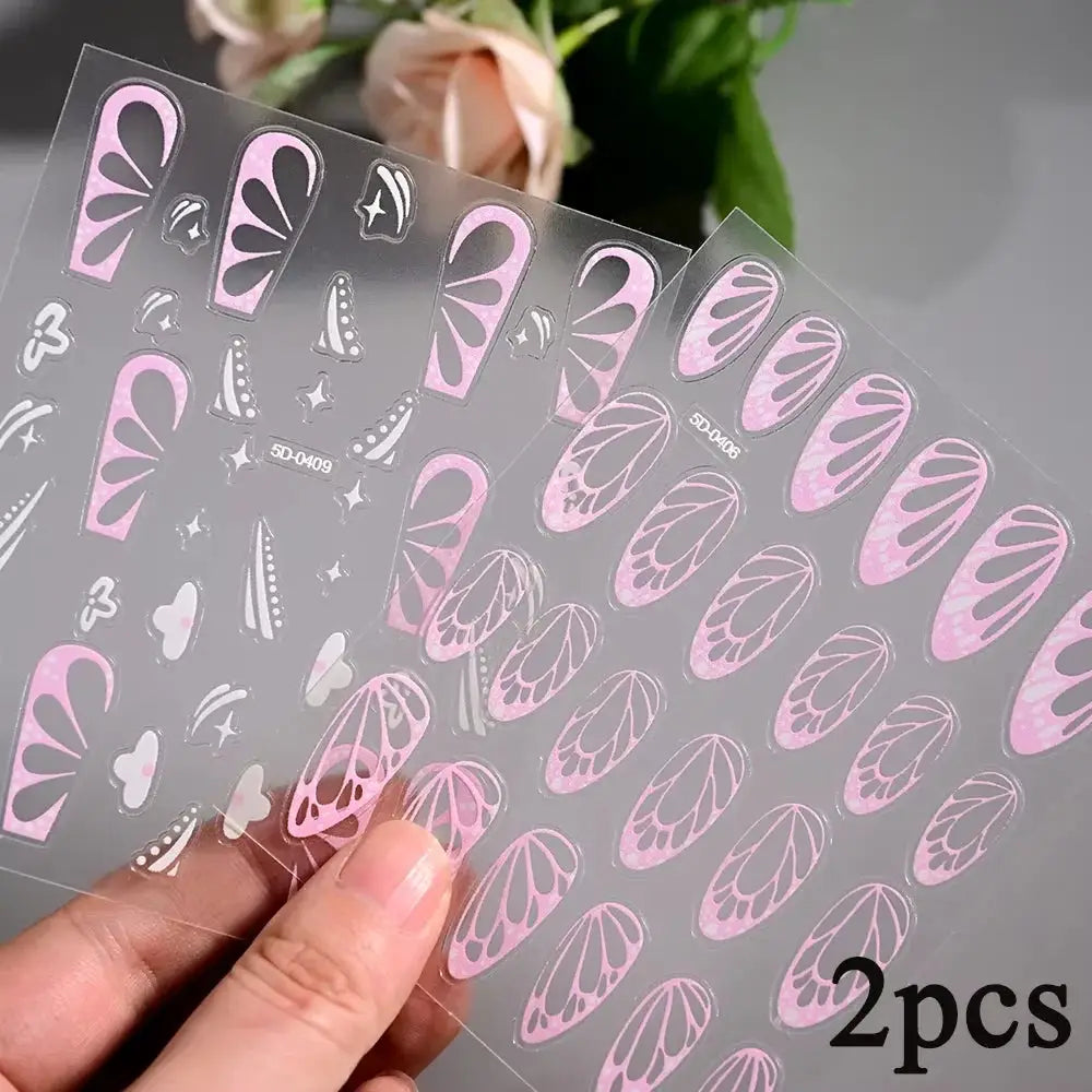 2Sheets French Gradient Line Nail Art Stickers 3D Self-Adhesive White+Black Slider Design Stencil Manicure Guides DIY Nail Decor from PriceLows™