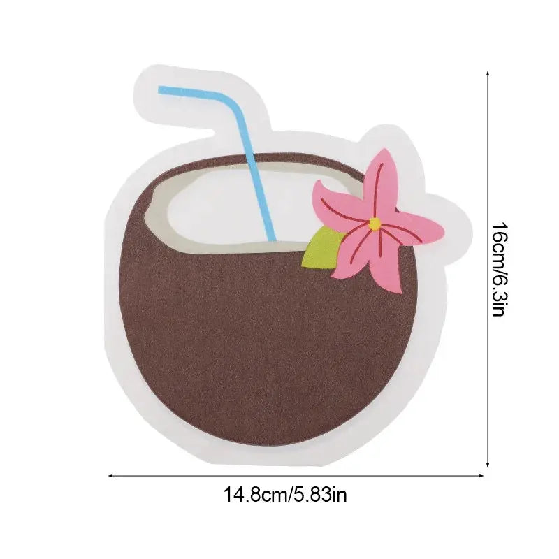 Coconut Paper Napkins | 20 Piece Pack | Solid Color | Tropical Pattern