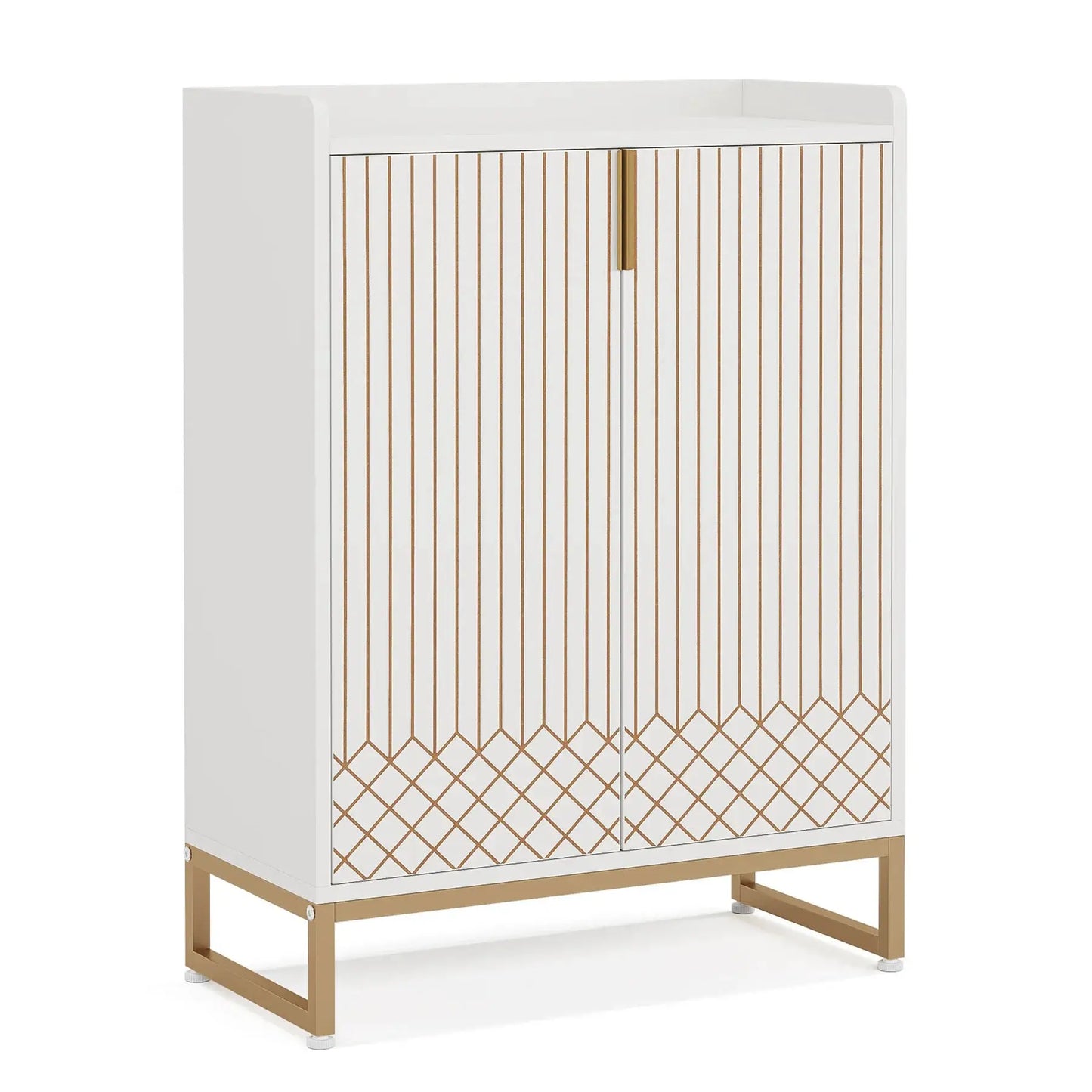 Tribesigns White Shoe Cabinets with Doors, 5-Tier Shoe Rack, Wood Storage Cabinet for Bedroom Hallway Living Room from PriceLows™