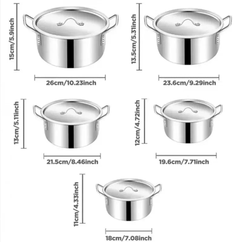 10pcs Aluminum Cookware Set - 5 Pots And 5 Lids (6.3/7.09/7.87/8.66/9.45inch), Sandblasted Non-Stick, Durable for Steaming/Boiling | Steamer, Kitchen Essentials from PriceLows™
