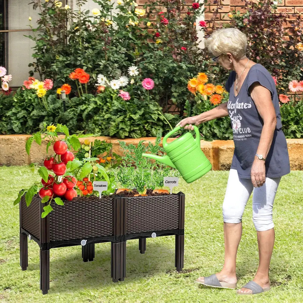 Elevated Plastic Raised Garden Bed Planter Above Ground Flower Vegetable Standing Box Outdoor Elevated Planter Boxes for Garden from PriceLows™