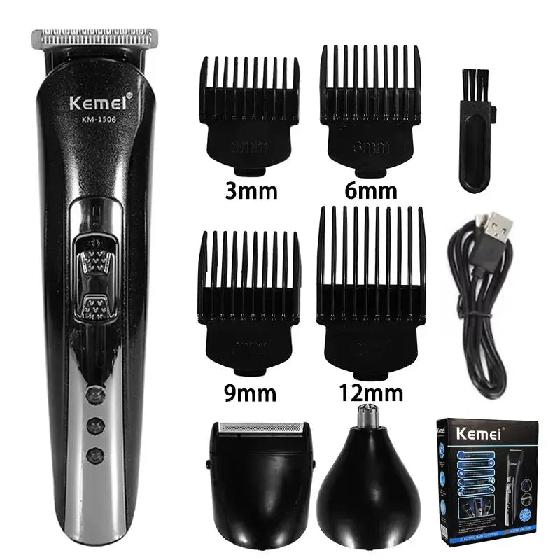 3 In 1 Electric Hair Clipper | USB Charging | Nose Hair Trimmer Shaver | KM-1506