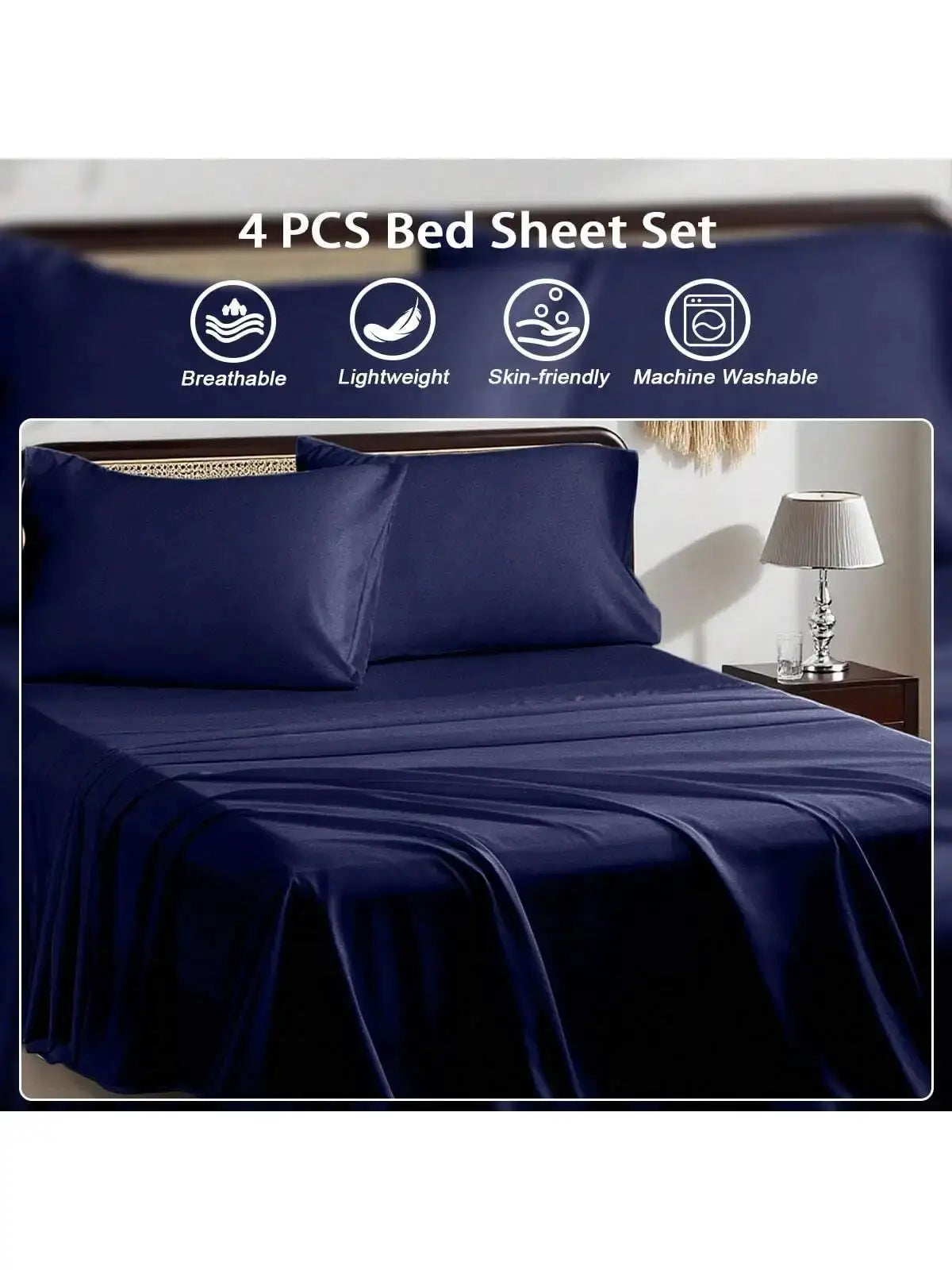 3/4 Piece Bed Sheet Set Soft Breathable Hotel Luxury Summer bedding Twin Flat Fitted Sheet Pillowcase from PriceLows™