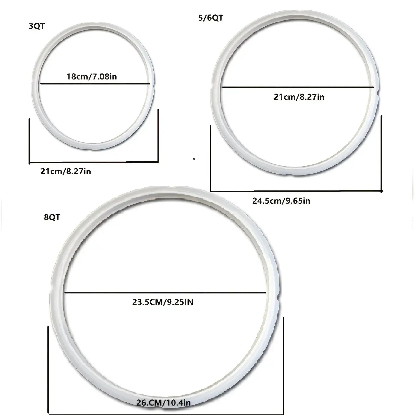Instant Pot Sealing Ring | High Temperature Resistant | Multi-Size Compatible | 3QT 6QT 8QT 10QT