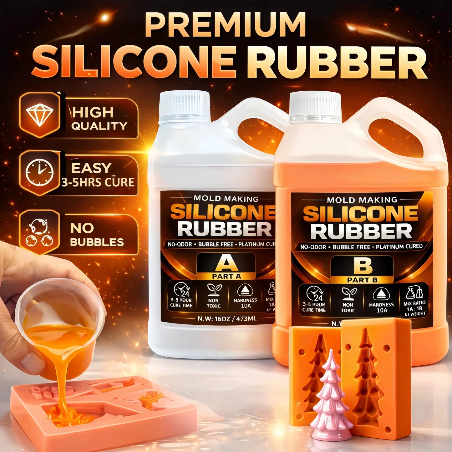 Silicone Mold Kit | 1 To 1 Mixing Ratio | High Tear Resistence | Jewelry Casting