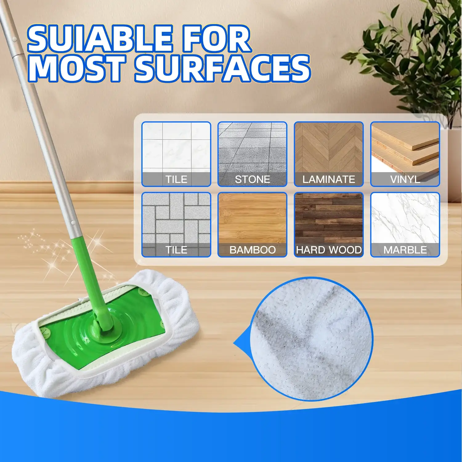 4/8pcs Replacement Pads for Swiffer Mop Accessories Absorption Wet & Dry Washable Reusable Household Flat Cleaning Cloth Cover from PriceLows™