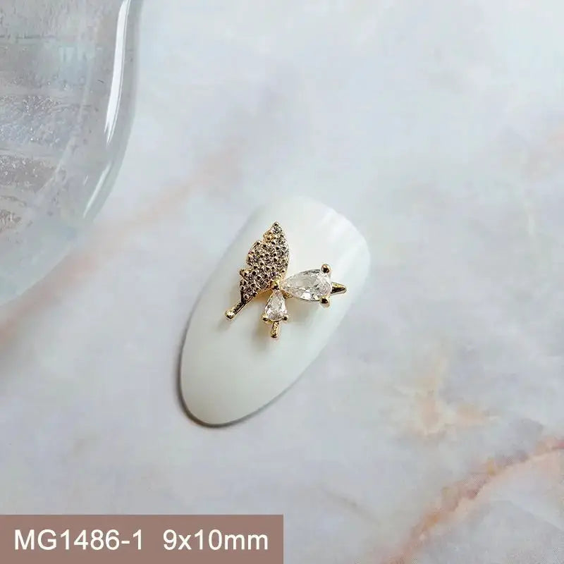 10pcs Valentine's Day Pink Love Heart Ribbon Zircon Metal Nails Jewelry Decorations Nail Art Accessories Charms Parts Supplies from PriceLows™