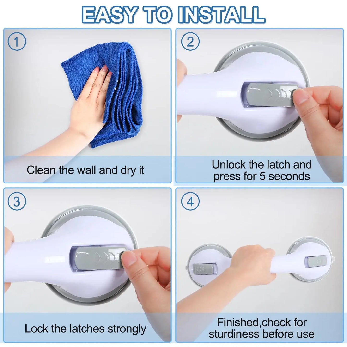 Shower Grab Bar | Suction Cup Grip | Plastic | One Size