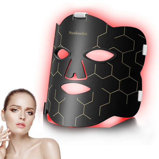 Advanced LED Facial Mask with Neck Care - 7 Color Photon Therapy for Anti-Aging & Acne, Wireless & Rechargeable from PriceLows™