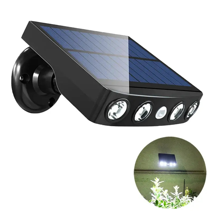Outdoor Solar Powered Wall Light with Smart Motion Sensor 4 LED High Brightness Warm White Light IP44 Waterproof Wireless Security Light 2200mAh for Courtyard Porch Garage Fence Garden Eco-Friendly American Home Outdoor Light from PriceLows™