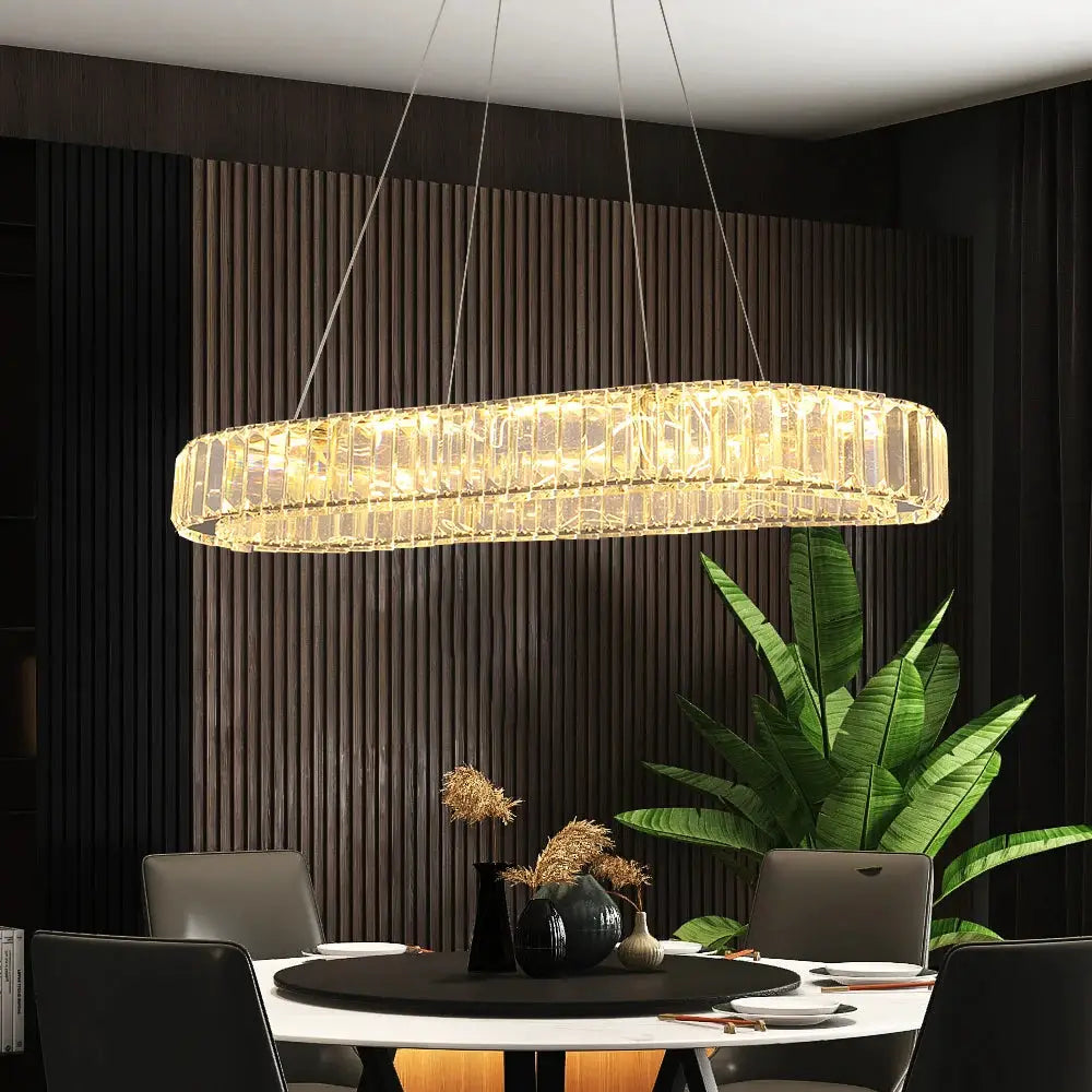 VETRULUS Modern Luxury Crystal Oval Design Led Chandelier Ceiling Lamp Nordic Pendant Hanging Light Fixture Living Bedroom Hotel from PriceLows™