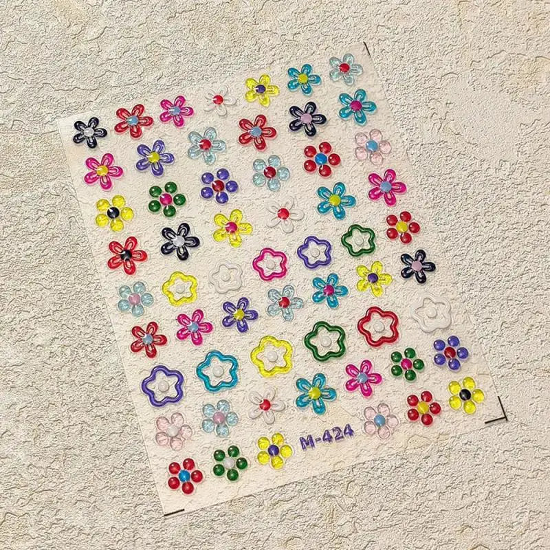 1pc Flower Nail Stickers Summer Floral Leaf Plant 5D Embossed Nail Slider Decals Self-Adhesive Nail Art Supplies Manicure Decor from PriceLows™