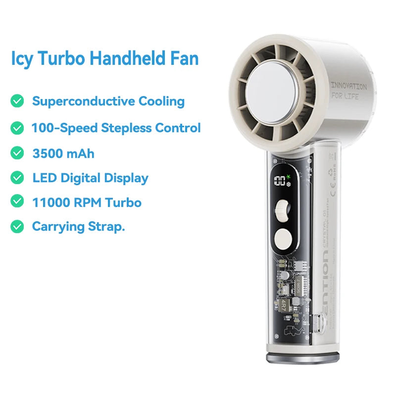 Handheld Fan | 11000 RPM | LED Digital Display | Portable Outdoor
