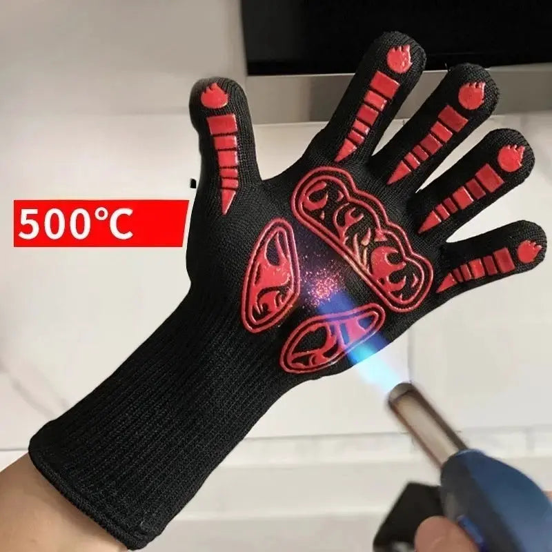 Oven Gloves | 500C Heat Resistant Silicone | Non Slip Mitts | One Size
