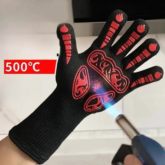 Oven Gloves | 500C Heat Resistant Silicone | Non Slip Mitts | One Size