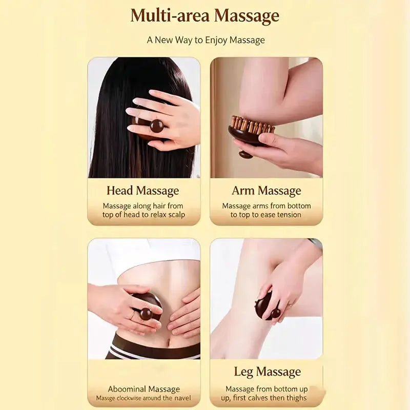 Wooden Meridian Massage Comb | Anti Static | Sandalwood Scent