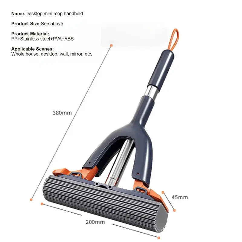 Mini Mop Self Squeeze Mop Powerful Folding Household Clean Tools No Hand Wash Strong Absorbent Mop for Bathroom Kitchen Desktop from PriceLows™