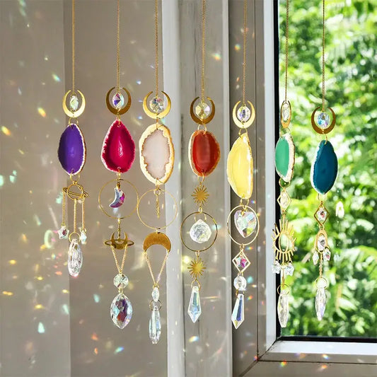 1pc Agate Sun Catcher Wind Chime Pendant Indoor and Outdoor Decoration Wind Chime Rainbow Maker Garden Home Decor Gift from PriceLows™