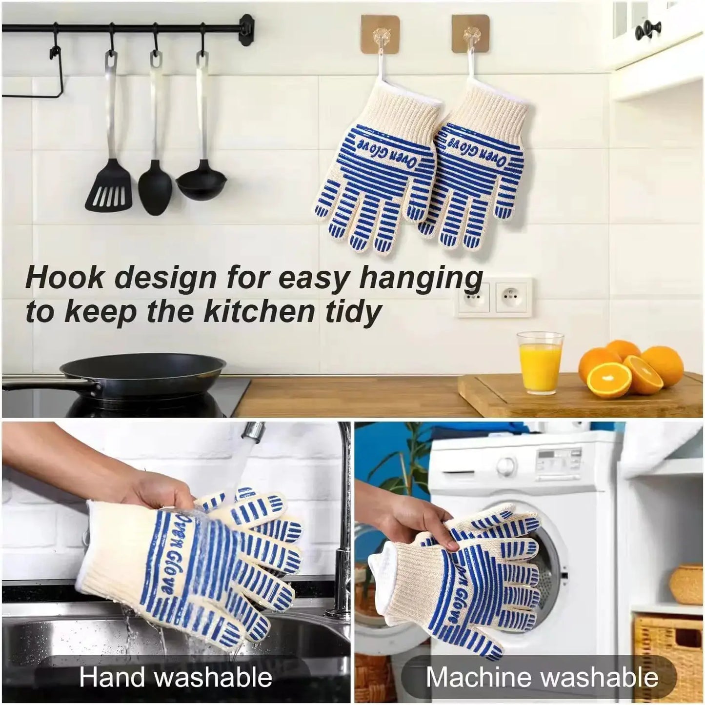 BBQ Gloves | Non-Slip Grill-Ready Grip | Heat Resistant For Cooking | One Size