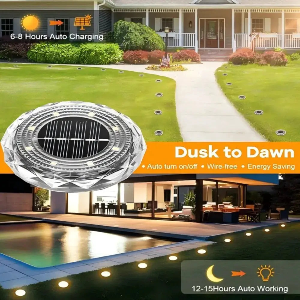 4/8/12PCS Solar Lights Outdoor Waterproof 8 LED Solar Ground Light Warm White Solar Buried Light for Patio Garden Lawn Driveway from PriceLows™