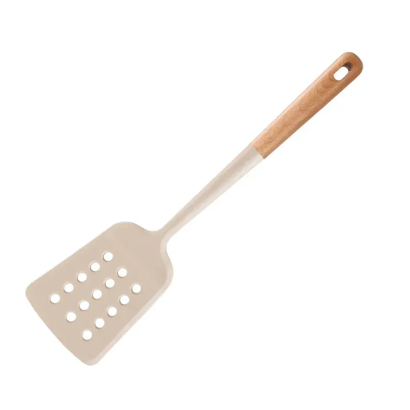 New Silicone Kitchen Cooking Utensils Set Durable Hardwood Handle Heat Resistant Tool Non-stick Turner Slotted Spoon Spatula Kit from PriceLows™