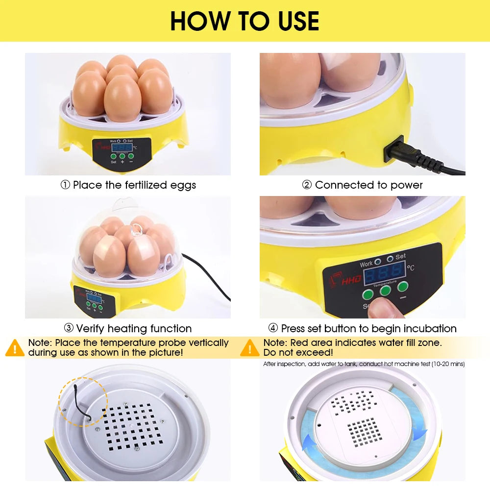 Egg Incubator | Automatic Constant Temperature | 7 Piece Set