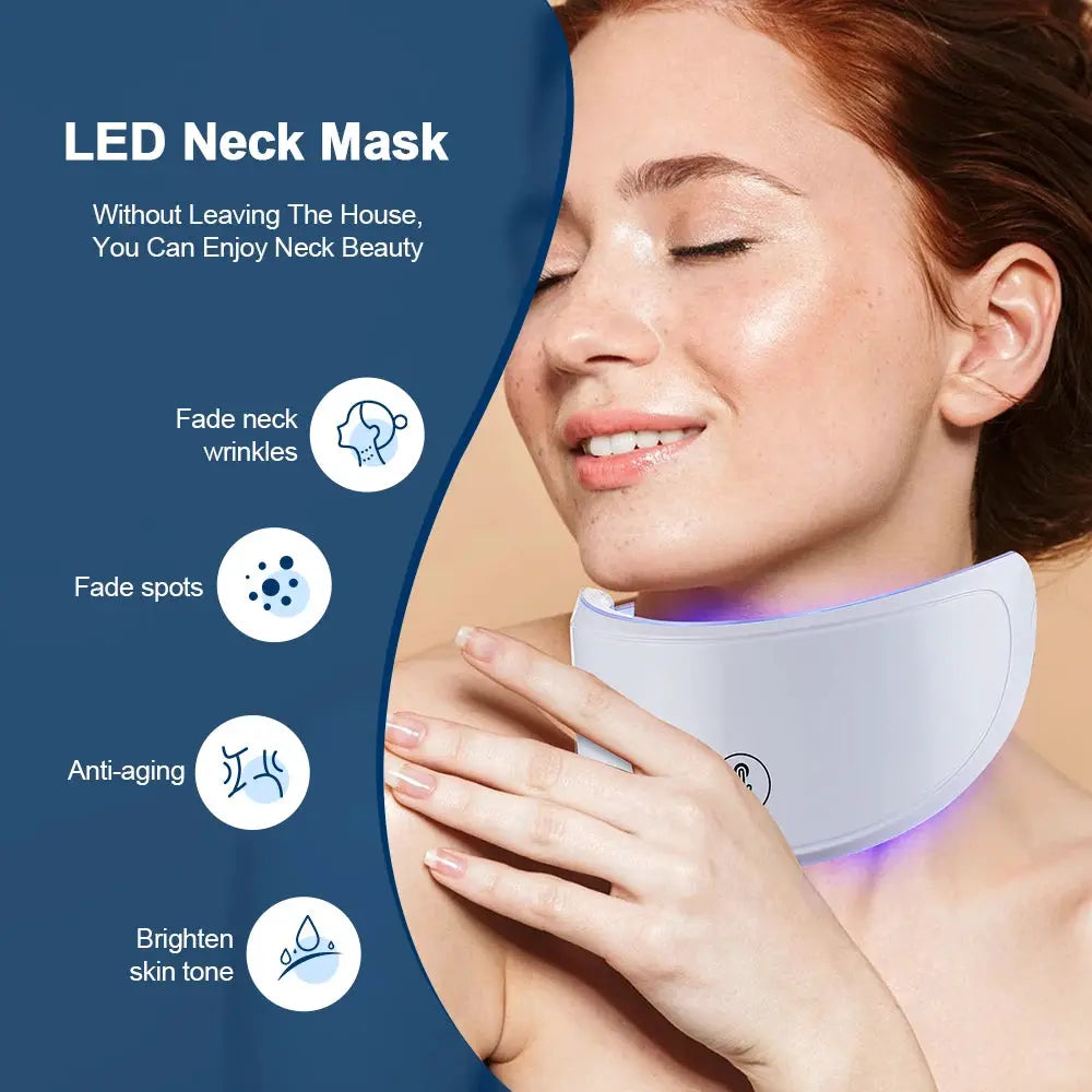 Neck LED Mask 7 Colors Photon Anti-Wrinkle Skin Brightening Neck Beauty Mask Skin Tightening Neck Wrinkle Remover Skin Care from PriceLows™
