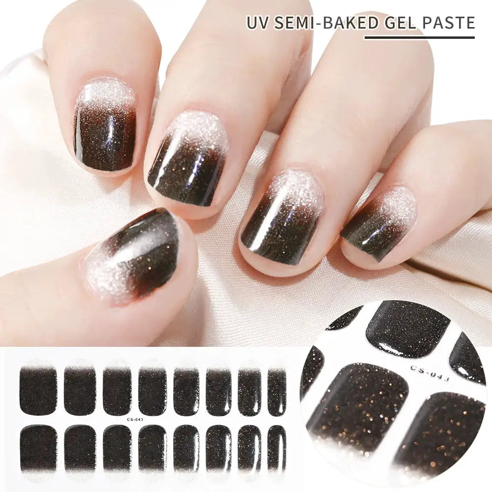 Semi Cured Wraps Fast Gel Nail Sticker Soild Nail Gel Wraps Adhesive Full Cover Gel Nail Decal UV Lamp Cured Manicure Decoration from PriceLows™