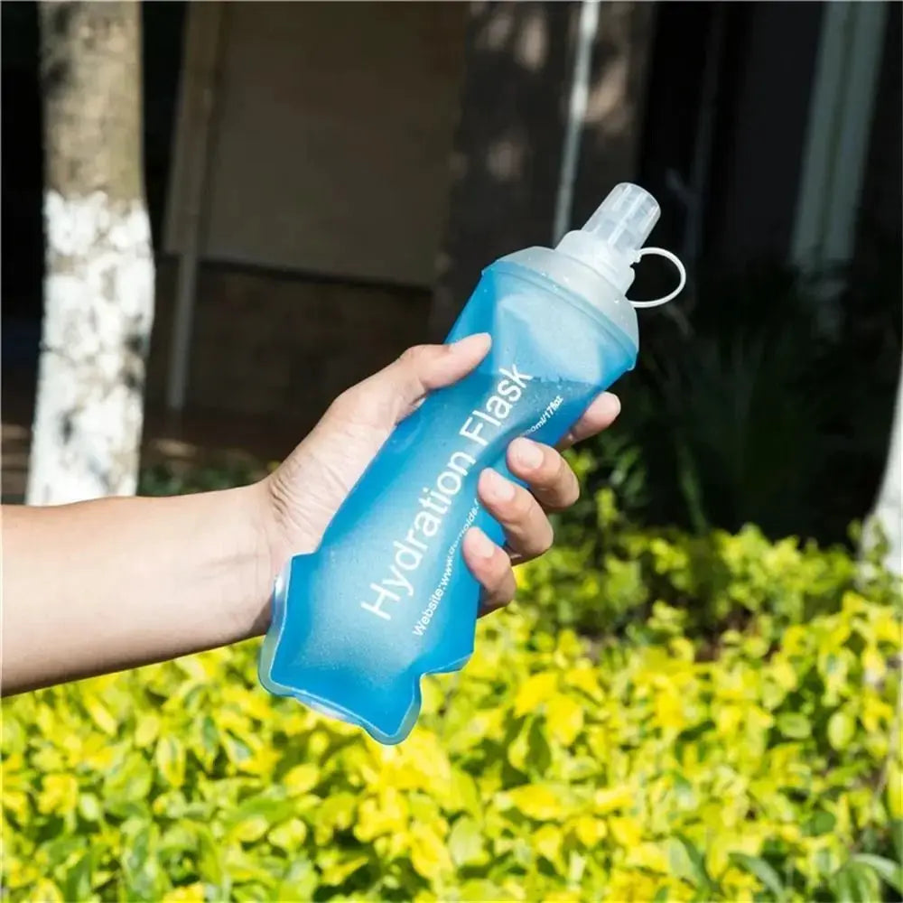 Hiking TPU Folding Water Bottle Water Bag Blue Collapsible Water Bottle Soft Flask Sport Water Bottle 500ML 250ML 150ML from PriceLows™
