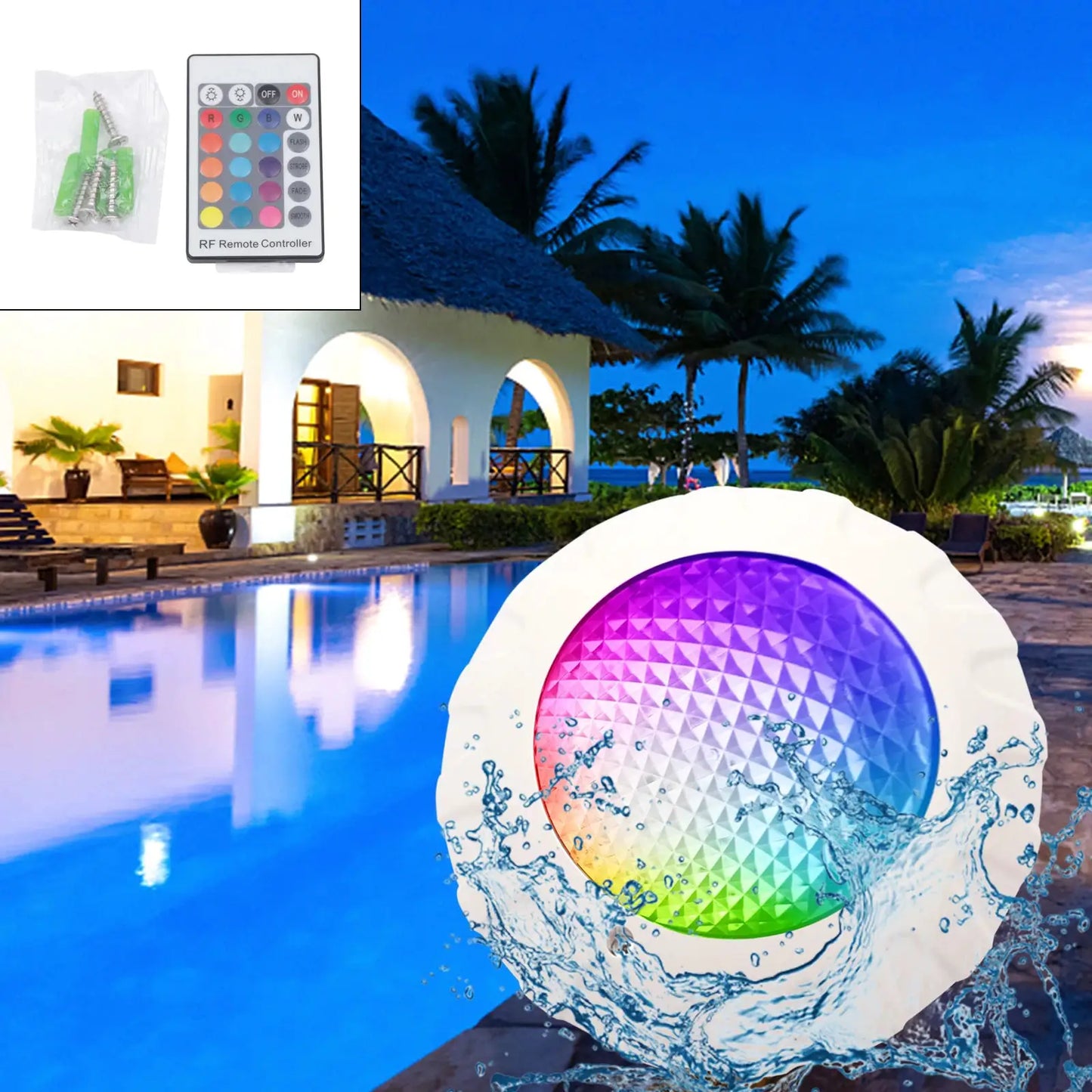 38W 12V LED Pool Lights Underwater RGB Swimming Light IP68 Waterproof Lamp Spa 3800lm from PriceLows™