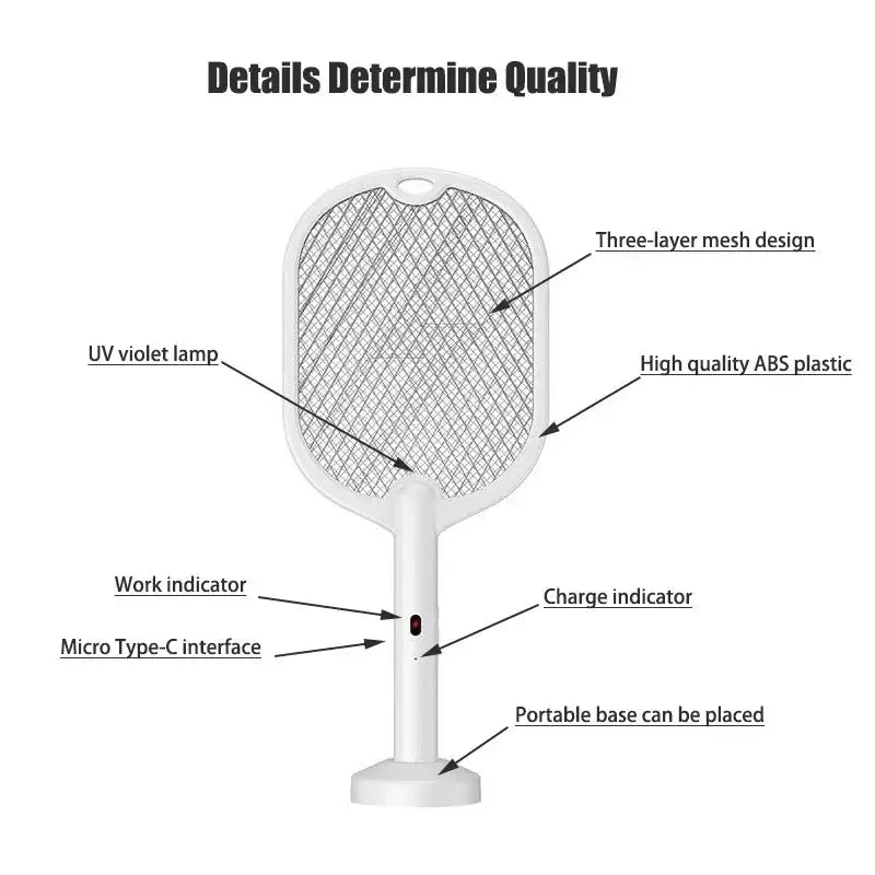 Upgraded 3000V Mosquito Swatter with TYPE-C Charging, 3 in 1 Electric Mosquito Swatter, Mosquito Killer Lamp from PriceLows™