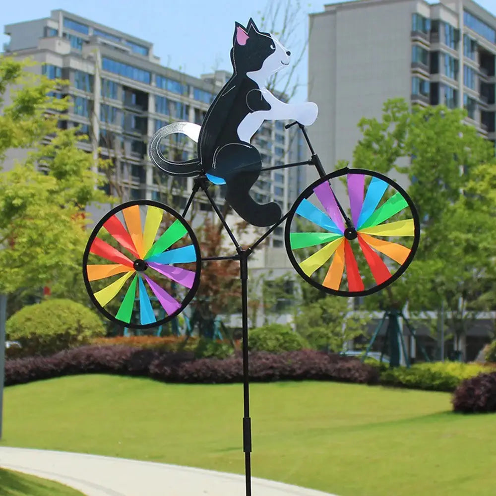 Animal Riding Three-dimensional Cartoon Modelling Windmill Creative Bicycle Wind Spinners Standing Pole Garden Yard Decoration from PriceLows™