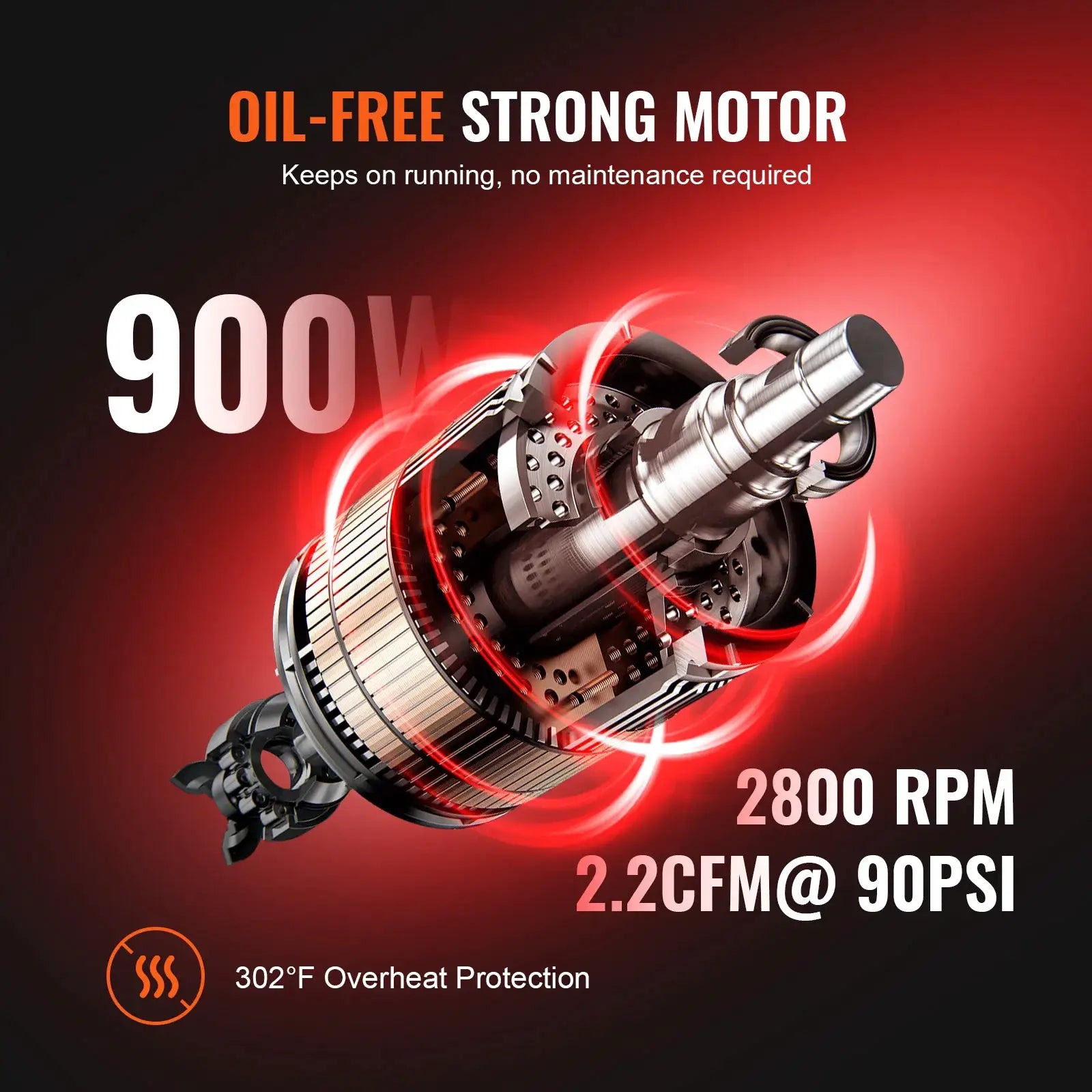 SucceBuy Silent Air Compressor 900W 1450W 1800W Quiet Oil-free Portable Air Pump for Repair Tire Inflation Whisper Compressor from PriceLows™